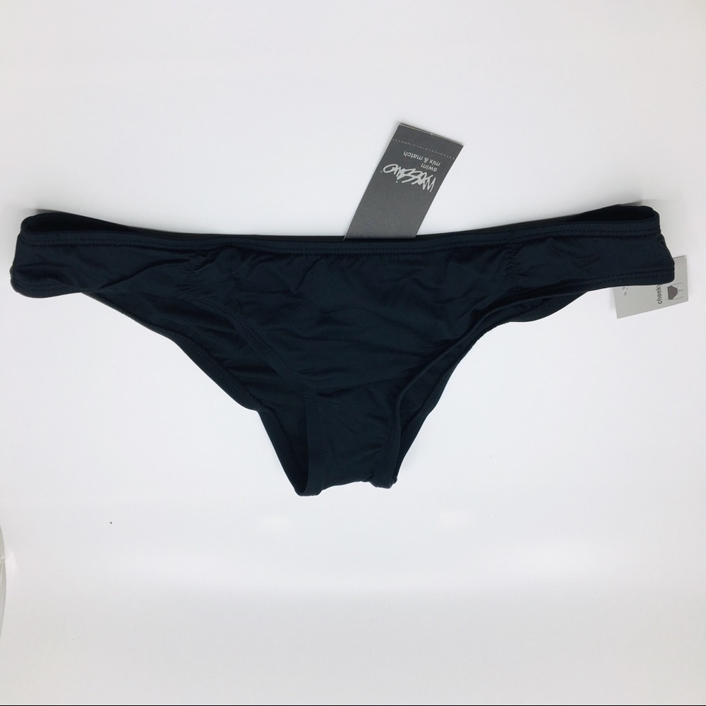 Mossimo Women's Bikini Bottom Ruched Black NWT